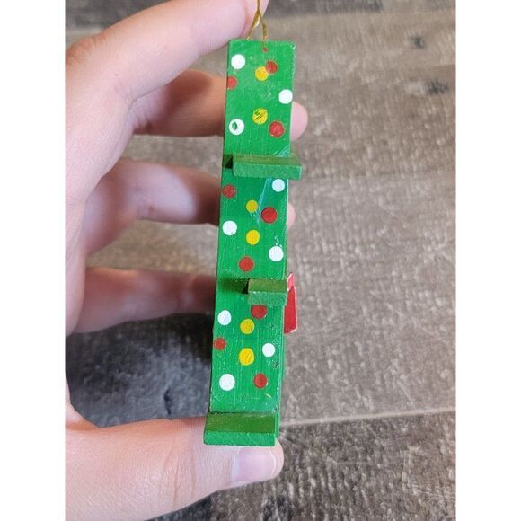 Wooden tree angel cherub ornament Xmas decor - Picture 3 of 5